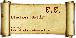 Blauhorn Bató névjegykártya